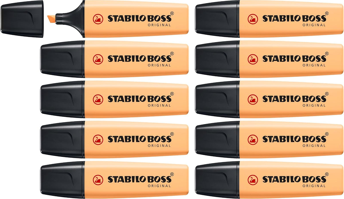 STABILO BOSS Original Marcatextos, Paquete de 10 - Naranja pálido