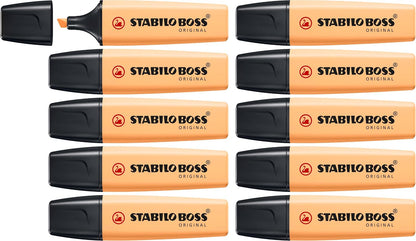 STABILO BOSS Original Marcatextos, Paquete de 10 - Naranja pálido