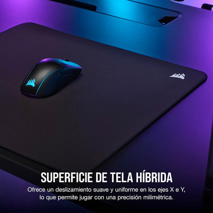 Corsair MM500 v2 - Alfombrilla de ratón híbrida Grande para Juegos, 45 x 40 cm, Revestimiento a Prueba de derrames, Bordes cosidos antideshilachados, Base de Goma Antideslizante, Color Negro