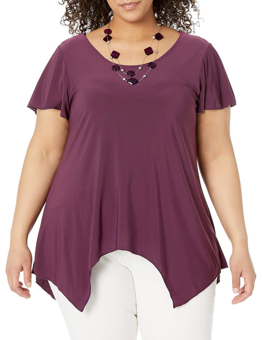 Star Vixen Top Sharkbite para Mujer, Talla Grande, con Collar Transparente