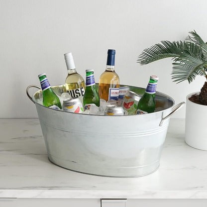 True - Tina galvanizada, cubos de hielo grandes para fiestas, enfriador de bebidas para cerveza, vino, gaseosas, agua embotellada, tina de bebidas rústica, cubeta de bebidas para fiestas en interiores