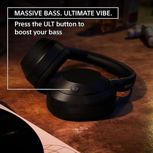 Sony ULT Wear Auriculares Bluetooth supraaurales con cancelación de Ruido, 30 Horas de batería, Bajos potentes, Control por Voz Alexa, Gris ULT900N
