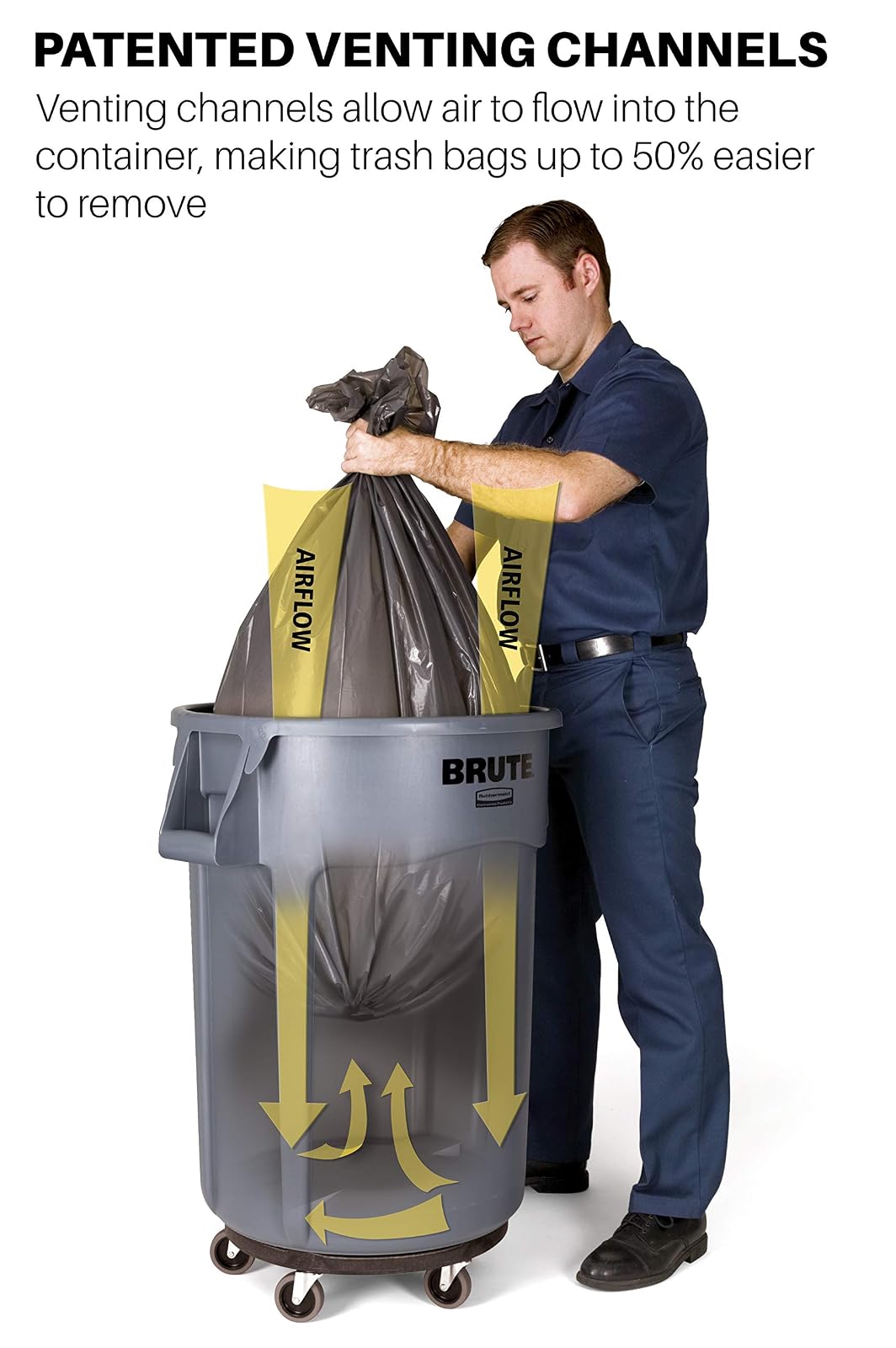 Rubbermaid Commercial Products - Cubo de basura/basura/basurero resistente FG261000GRAY BRUTE, paquete de 6
