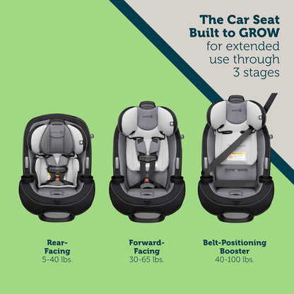 Safety 1st Autoasiento Convertible Grow & Go 3 en 1, Shadow, con protección de impacto lateral, arnés de 5 puntos, con sistema latch y 2 portavasos