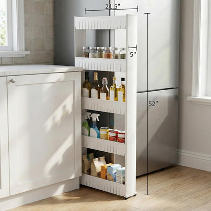 Lavish Home 82-5LSS Mobile Shelving Unit Organizer with 5 Large Storage Baskets