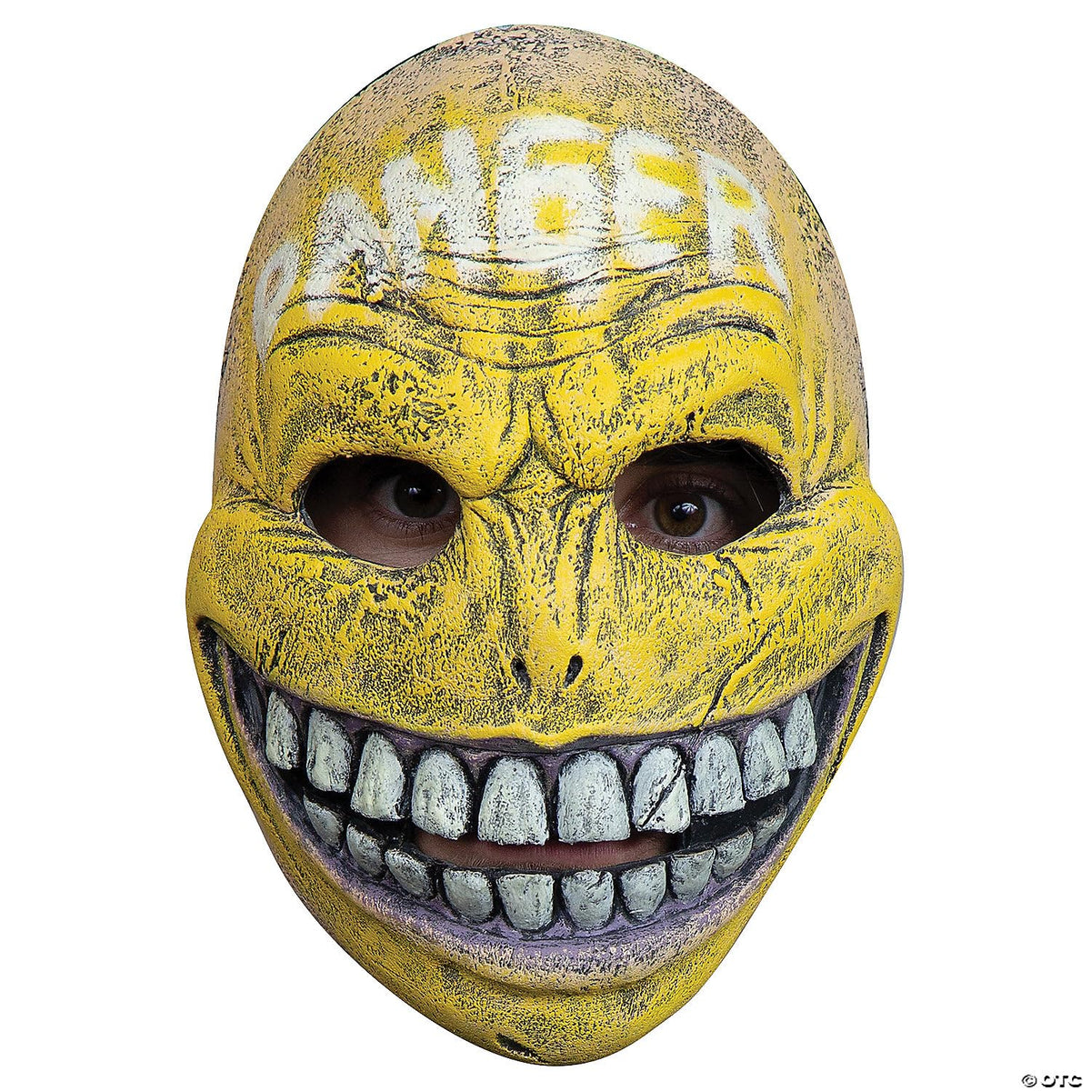 Ghoulish Productions Danger Smiley Glow in the Dark, Máscara de Cara Sonriente Creepy que Brilla en la Oscuridad, Disfraz de Asesino de Urban Masks Ideal para Halloween y Fiestas de Disfraces
