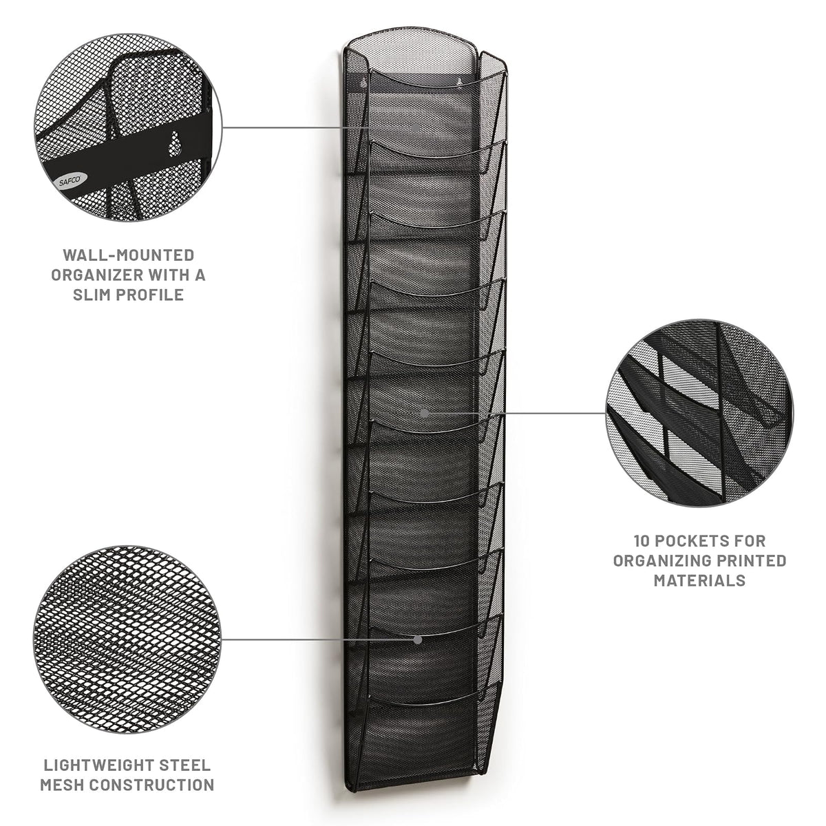 Safco 5579BL Onyx Mesh Magazine Rack, Black
