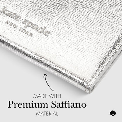 Kate Spade New York Morgan, portafolios magnética para teléfono/Tarjetero – Compatible con teléfonos y Fundas MagSafe – Metallic Silver