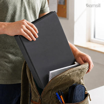 Samsill Carpeta de 3 anillas de 1.5 pulgadas, fabricada en Estados Unidos, anillo redondo económico, cubierta de visión transparente, capacidad de 325 hojas, para escuela, hogar, oficina, negro,