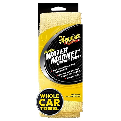 Meguiar's X2000 Toalla de Secado de Microfibra con imán de Agua, 1 Paquete, Amarillo, 22 x 30 Pulgadas + Oficial Air Re-Fresher Eliminador De Olores Black Chrome G181302 57 g