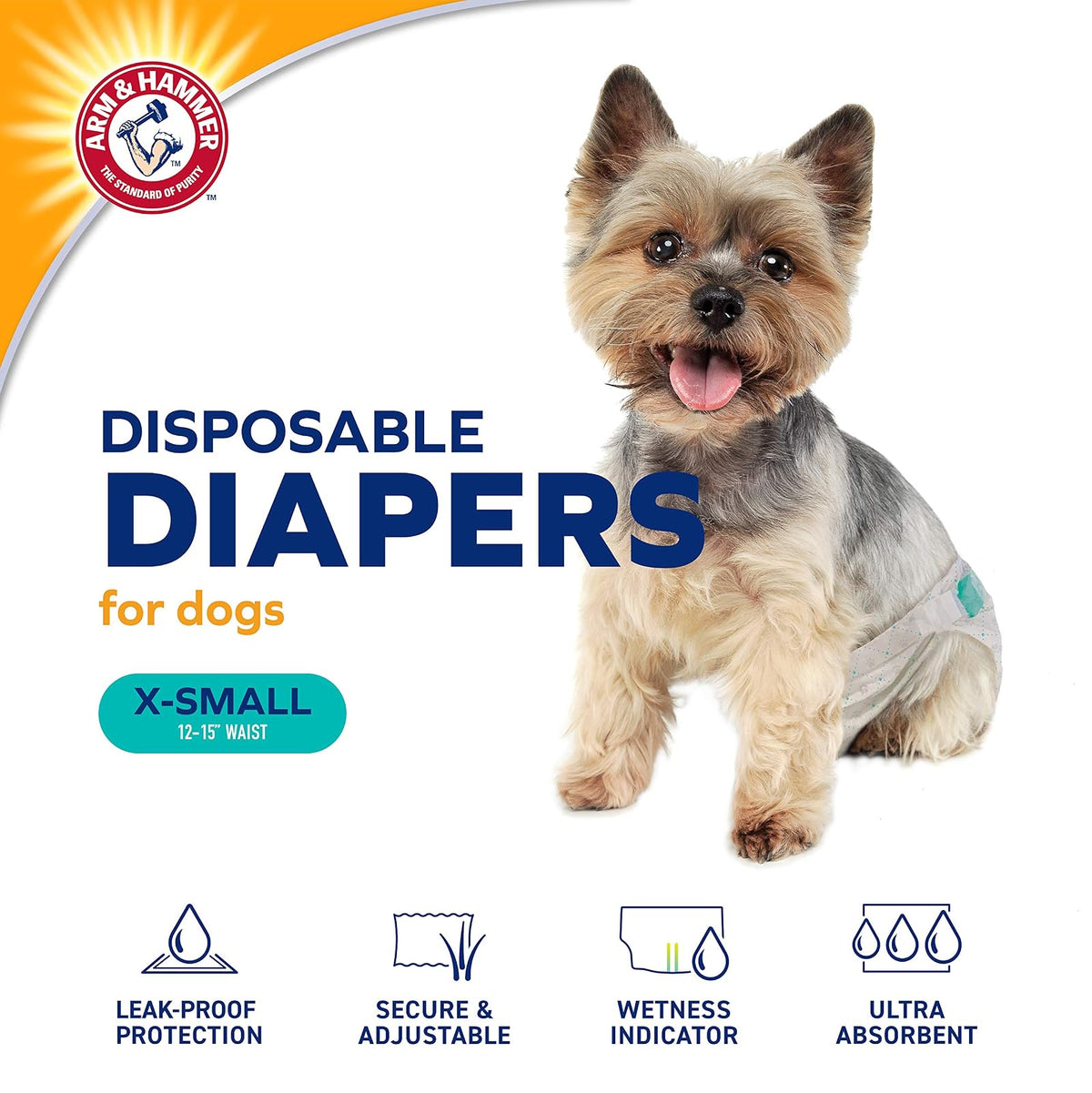 Arm & Hammer, Pañal para Perros Absorbentes XS 12 Pzas