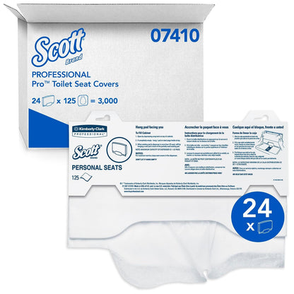 Scott Pro - Funda para asiento de inodoro (07410), color blanco, desechable, 125 fundas/paquete, 24 paquetes/funda