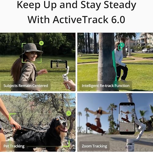 DJI Osmo Mobile 6 - Estabilizador de cardán para teléfono celular de 3 ejes, varilla de extensión integrada, portátil y plegable, cardán Android y iPhone con ShotGuides, estabilizador de Vlogging