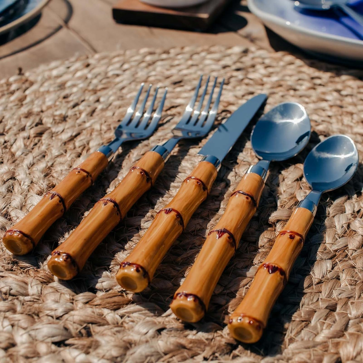 Cambridge Silversmiths Cubiertos Bamboo 20 Piezas Acero 18/0 Mango Plástico Para 4