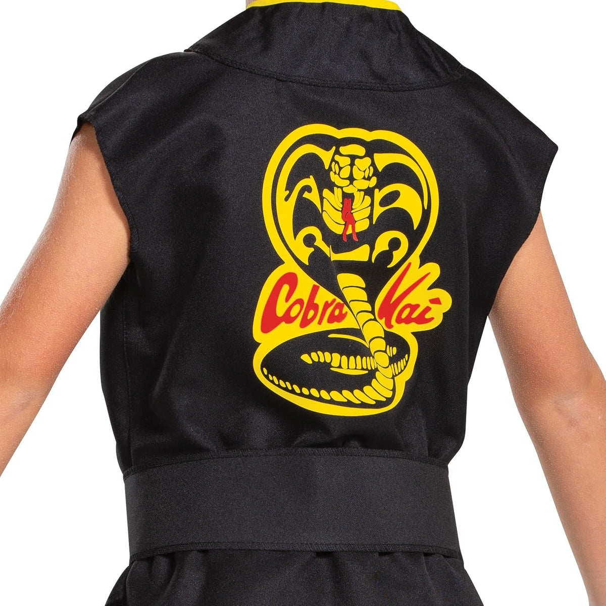 Cobra Kai - Disfraz oficial de Cobra Kai para niños, con cinturón negro, talla L (10-12)