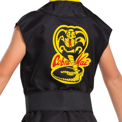 Cobra Kai - Disfraz oficial de Cobra Kai para niños, con cinturón negro, talla L (10-12)
