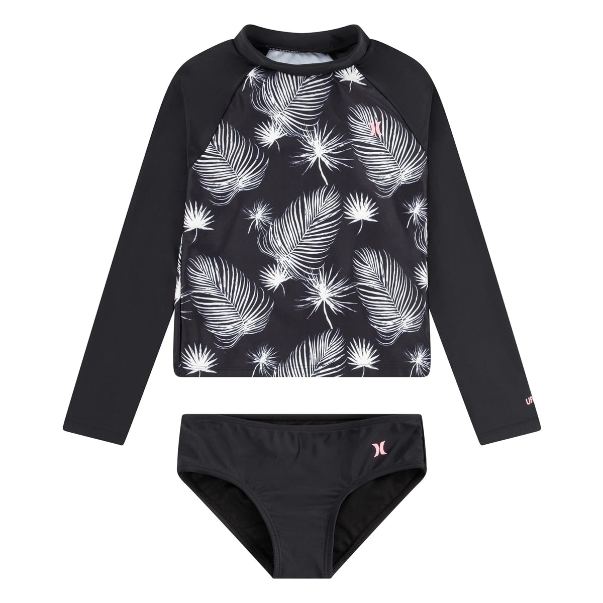 Hurley Traje de Baño de Manga Larga de Dos Piezas para Niña - Negro(Black - Sail) - 12