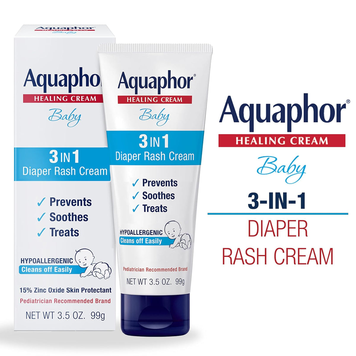 Aquaphor Baby Diaper Rash Cream, 3.5 Ounce (Pack of 3)