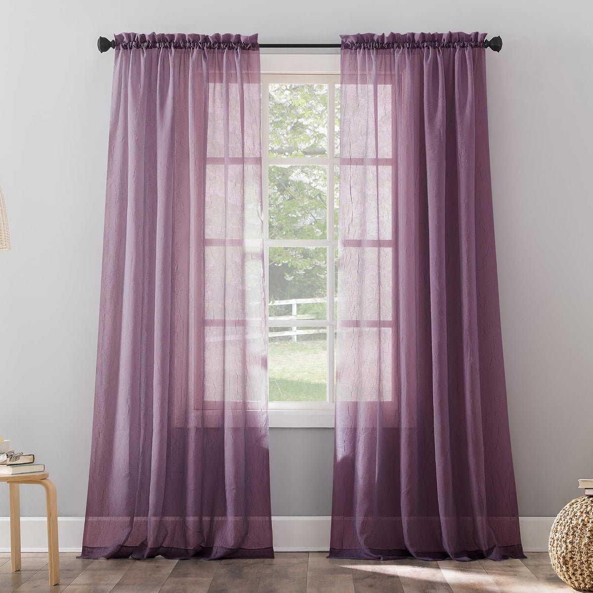 No. 918 Erica Panel de Cortina de Gasa Transparente - 1 - Morado - 129.5An x 213.4Al cm (1 Paneles)