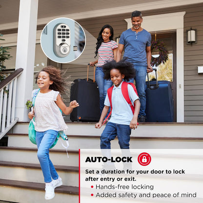 Kwikset Halo - Cerradura inteligente Wi-Fi, cerrojo de puerta de entrada sin llave, desbloqueo automático de geofence, certificado AAA de grado sin concentrador, fácil instalación, acabado de níquel
