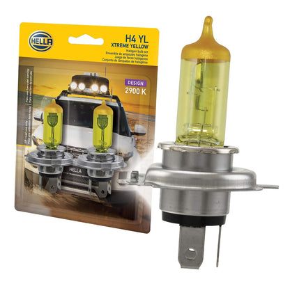 Hella H4 YL Kit de 2 Focos Extreme Yellow H4/ 9003/ HB2. Número de Parte : H4 YL en Blíster, color Amarillo, 9003, pack of/paquete de 2