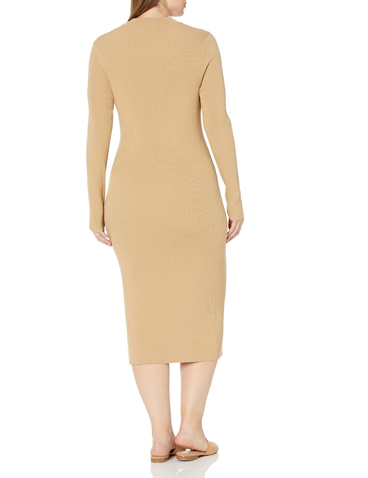 The Drop Chantal Vestido Midi Para Mujer, Entallado y Acanalado Estilo Bodycon con Detalle Recortado