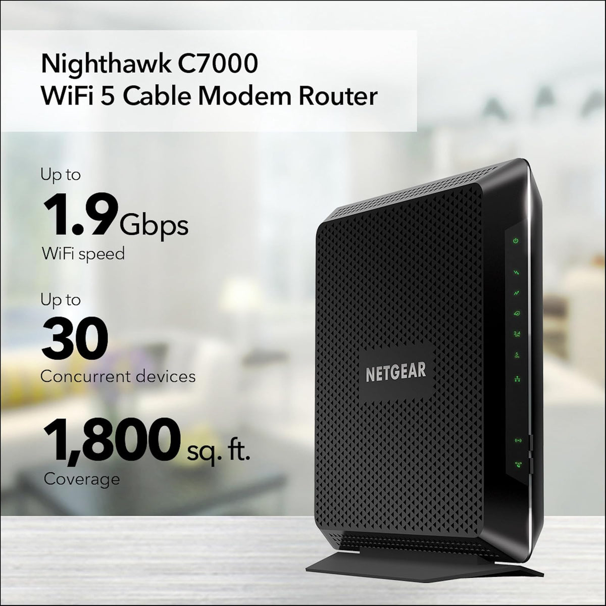 NETGEAR Nighthawk AC1900 (24x8) DOCSIS 3.0 WiFi Cable Modem Router Combo (C7000) Certified for Xfinity from Comcast, Spectrum, Cox, & more