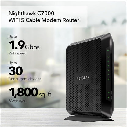NETGEAR Nighthawk AC1900 (24x8) DOCSIS 3.0 WiFi Cable Modem Router Combo (C7000) Certified for Xfinity from Comcast, Spectrum, Cox, & more
