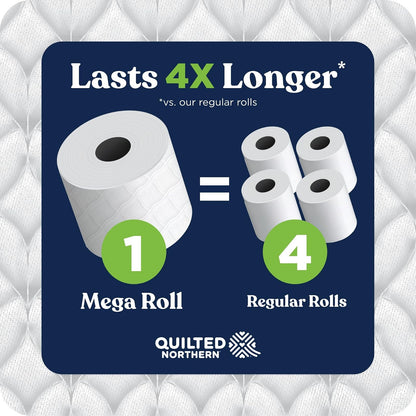 Papel higiénico acolchado Northern ultra suave y fuerte, 18 mega rollos = 72 rollos regulares, 5 veces más fuerte, papel higiénico suave de alta calidad con embalaje de papel reciclable