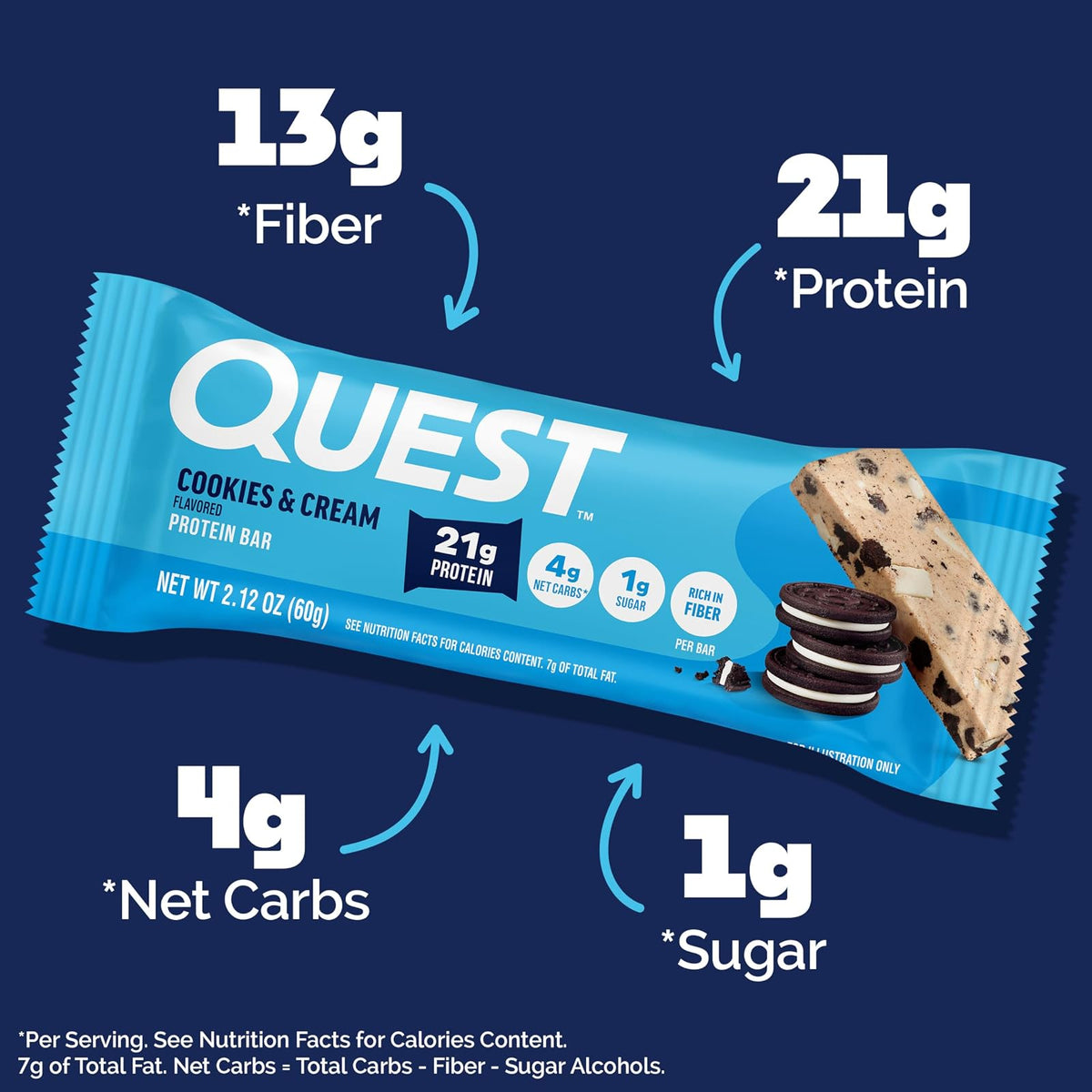 Quest Nutrition - QuestBar, barra de proteínas para galletas y crema, 1 g