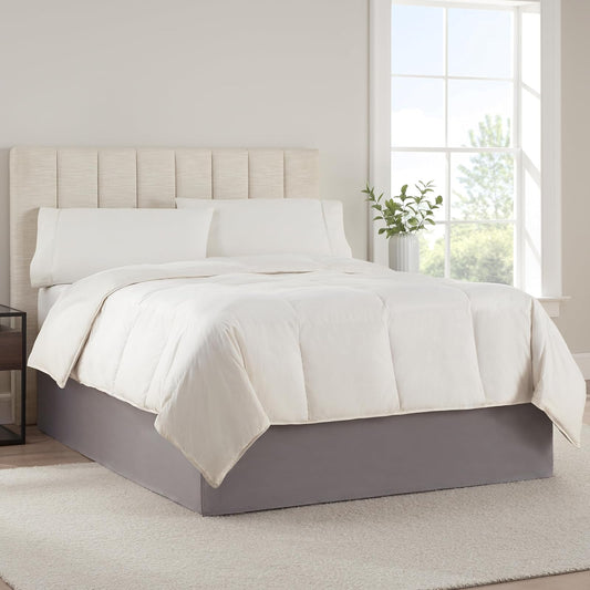 SERTA - Falda de Cama Moderna y sólida, con Volantes de Calidad de Hotel con caída de 13 Pulgadas, Lavable a máquina, King, Gris Oscuro