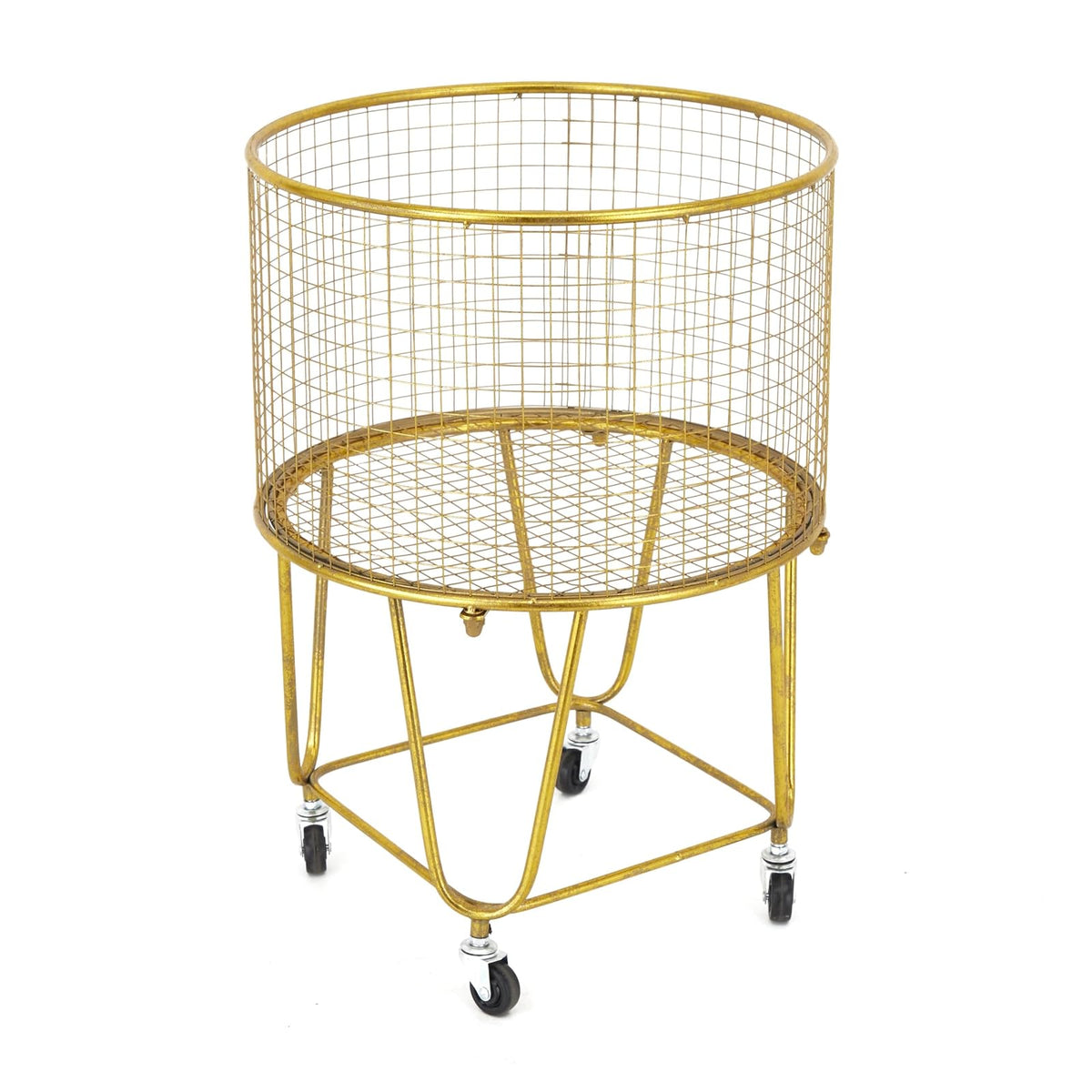 CosmoLiving by Cosmopolitan Carrito Organizador de Malla con Ruedas - Oro - 18" x 18" x 25"