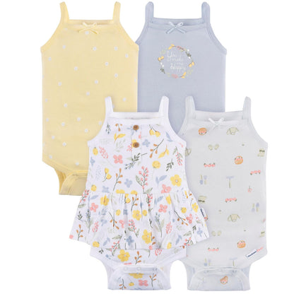 Gerber Multi-pack Sleeveless Onesies Bodysuit Body sin mangasBebé-Niñas - 18 Meses - Floral Blanco