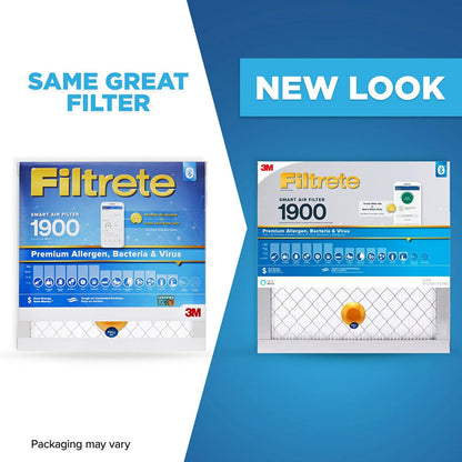 Filtrete Filtro de aire inteligente de 20 x 24 x 1, MPR 1900 MERV 13, filtros de aire de alta calidad para alérgenos, bacterias y virus de 1 pulgada para AC y hornos, 2 filtros