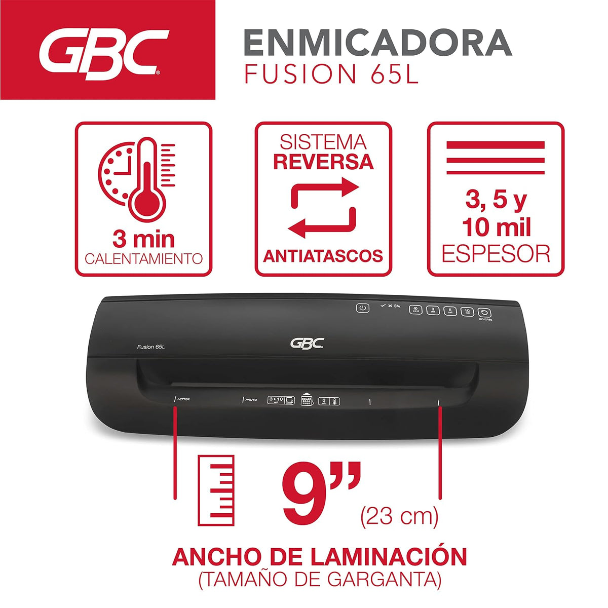 Gbc Enmicadora térmica Fusion 65L 9" (23cm), para micas de 3, 5 y 10 milésimas. P6661
