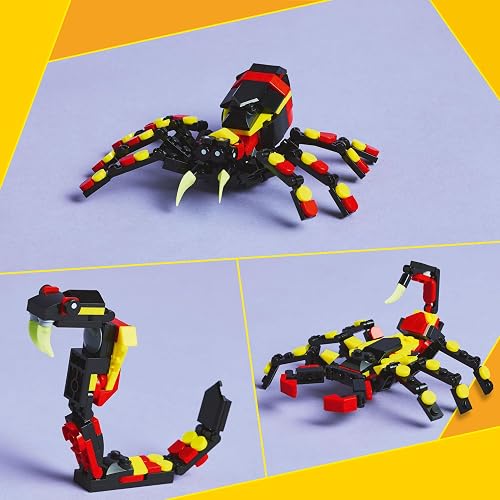 LEGO® Creator 3en1 Fauna Salvaje: Araña Misteriosa Juguete de Construcción Que se Convierte en una Figura de un escorpión o en una Serpiente, Regalo para niños y niñas de 7 años o más 31159