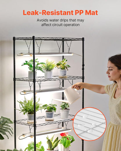 VEVOR Estante para plantas DIY con luces de cultivo, soporte para plantas de interior de 180 cm de alto con ruedas, luces de cultivo de espectro completo de 192 W y 5000 K, soporte para macetas