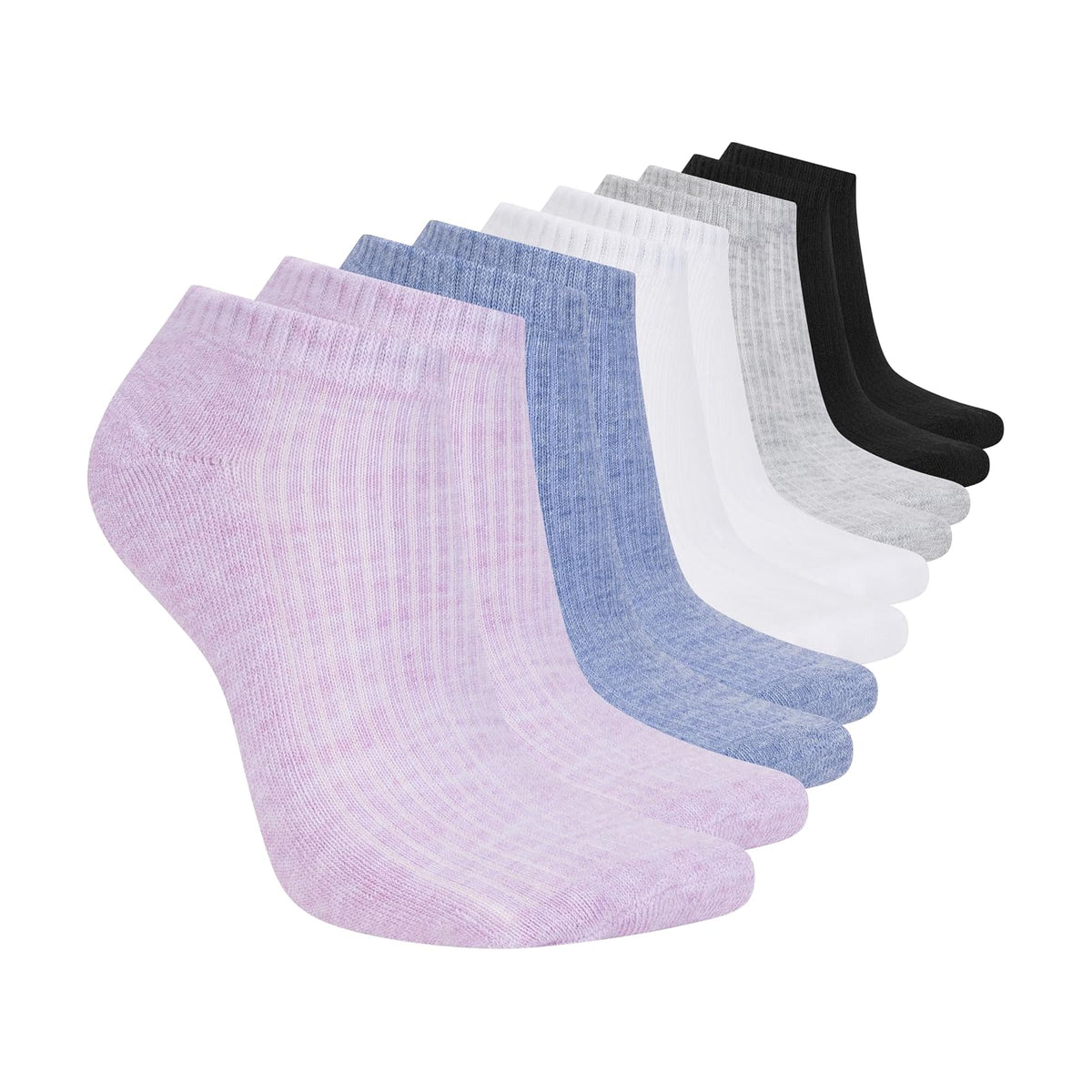 Skechers Calcetines Acolchados de Corte Bajo Paquete de 10 - 9-11 - Morado - Azul Jaspeado Multi
