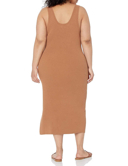 The Drop Yasmin Vestido Midi Acanalado Para Mujer, Sin Mangas