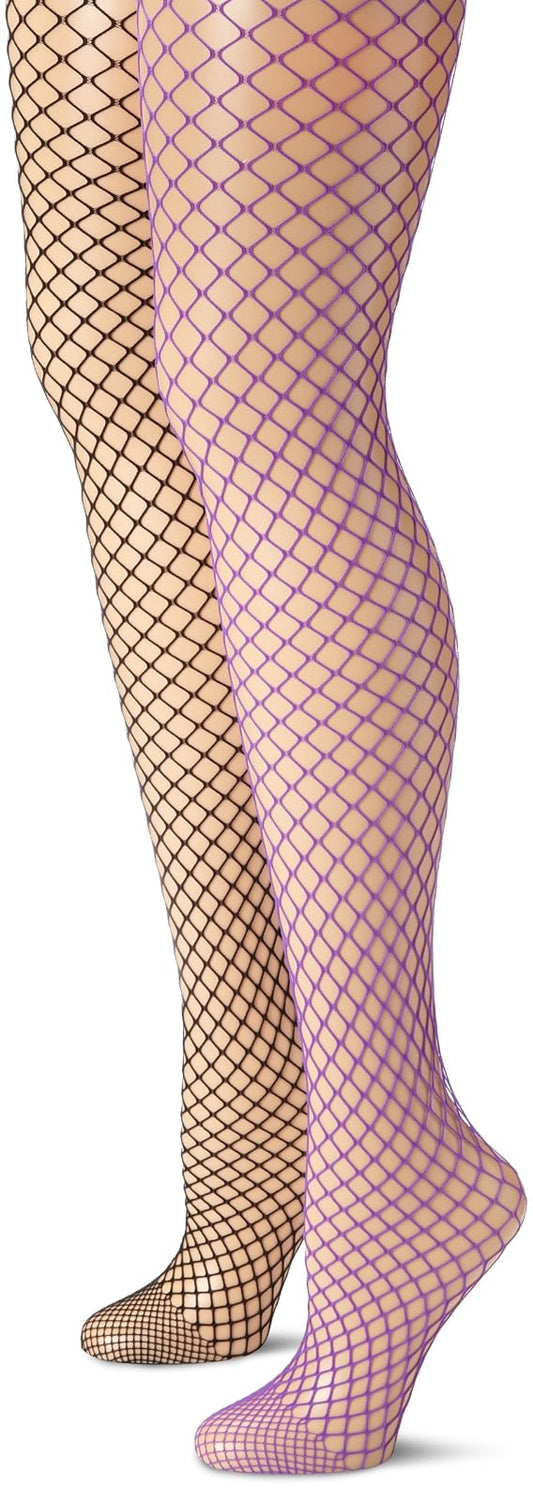 MUSIC LEGS Paquete de 2 medias de malla de diamante de elastano para mujer