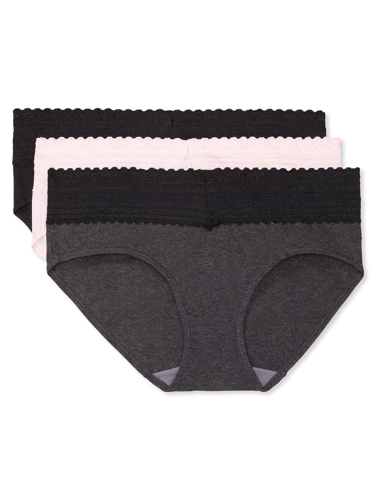 Warner's Ropa Interior Hipster Mujer Paquete de 3 - G - Negro - Rosa pálido - Gris oscuro jaspeado