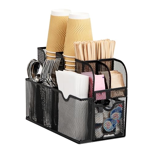 Mind Reader - Organizador de condimentos para café, Malla Negra, 1, 1