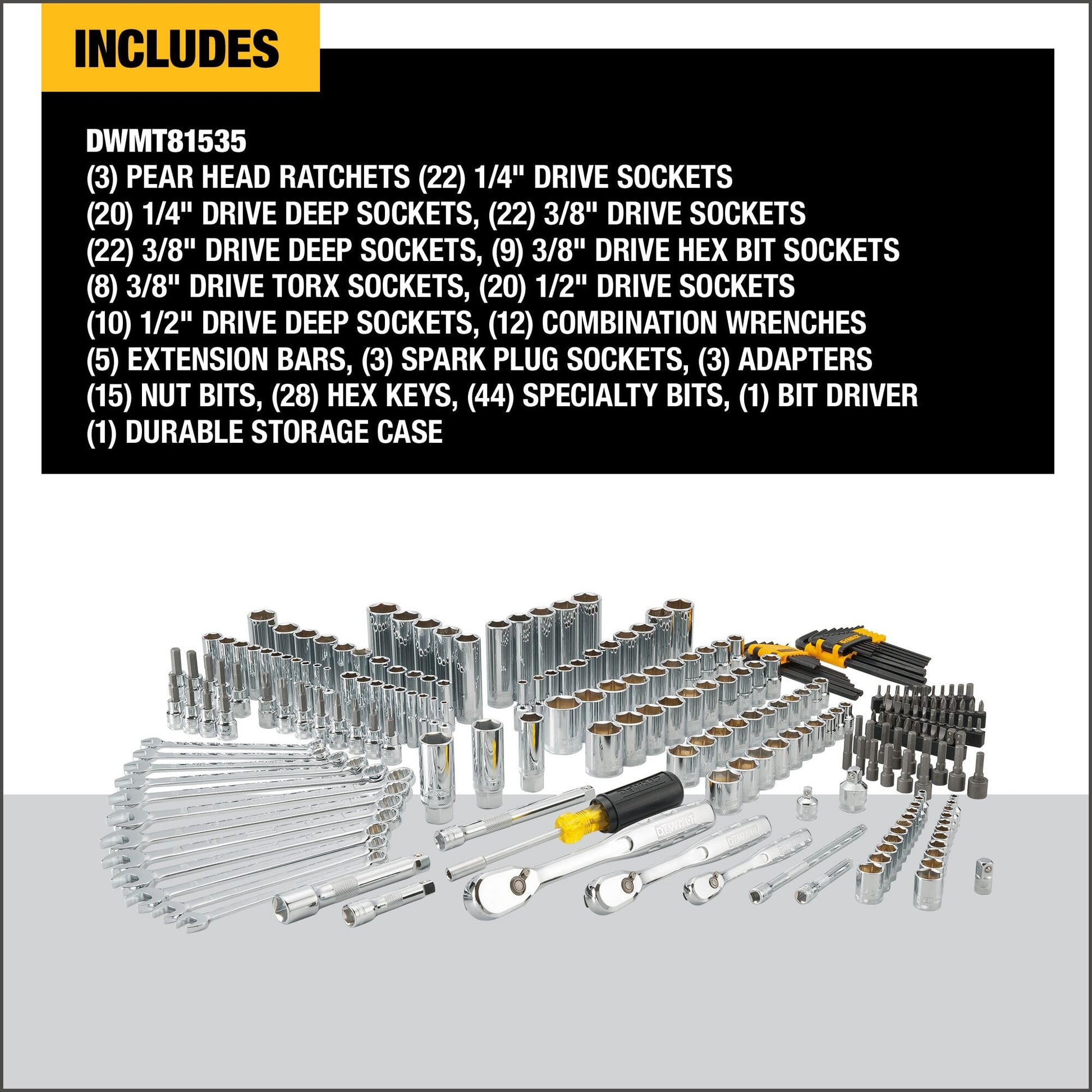 DEWALT Juego de herramientas mecánicas 247 Piezas DWMT81535
