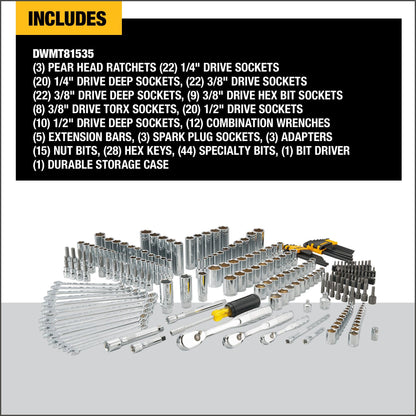 DEWALT Juego de herramientas mecánicas 247 Piezas DWMT81535