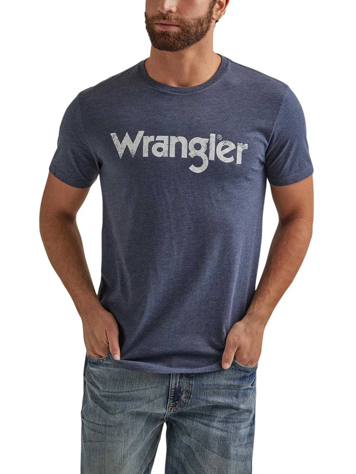 Wrangler Western - Playera de Manga Corta con Cuello Redondo para Hombre - XXL - Azul