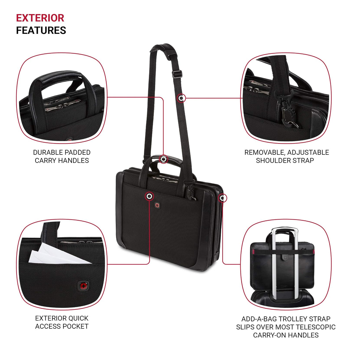 Wenger Luggage Proxy 601675 - Padfolio de presentación con cierre, color negro, 14 pulgadas
