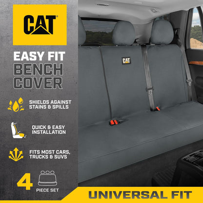 Cat® Flexfit - Funda de Asiento Trasero para Automóviles, Camiones, SUV, con Cierre y Protector de Banco Trasero con Material de Lona Duradero, Cubierta Interior en Gris