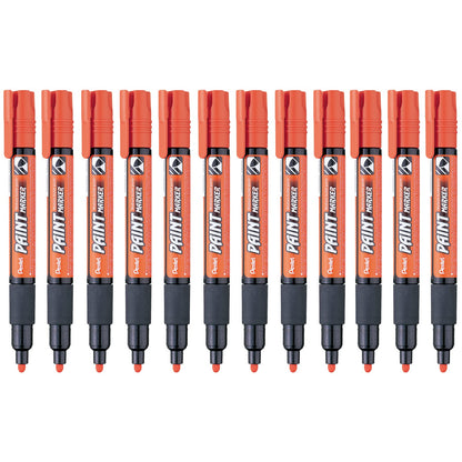 Pentel Marcador Permanente Uso Industrial Caja 12 Piezas - Naranja