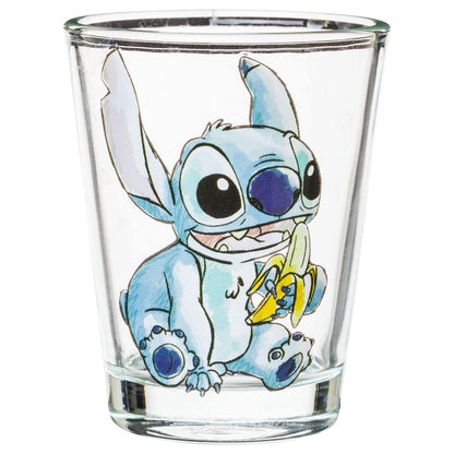 Silver Buffalo Disney Lilo and Stitch Poses con fruta, helado y corazón, paquete de 4 mini vasos, 1.5 onzas