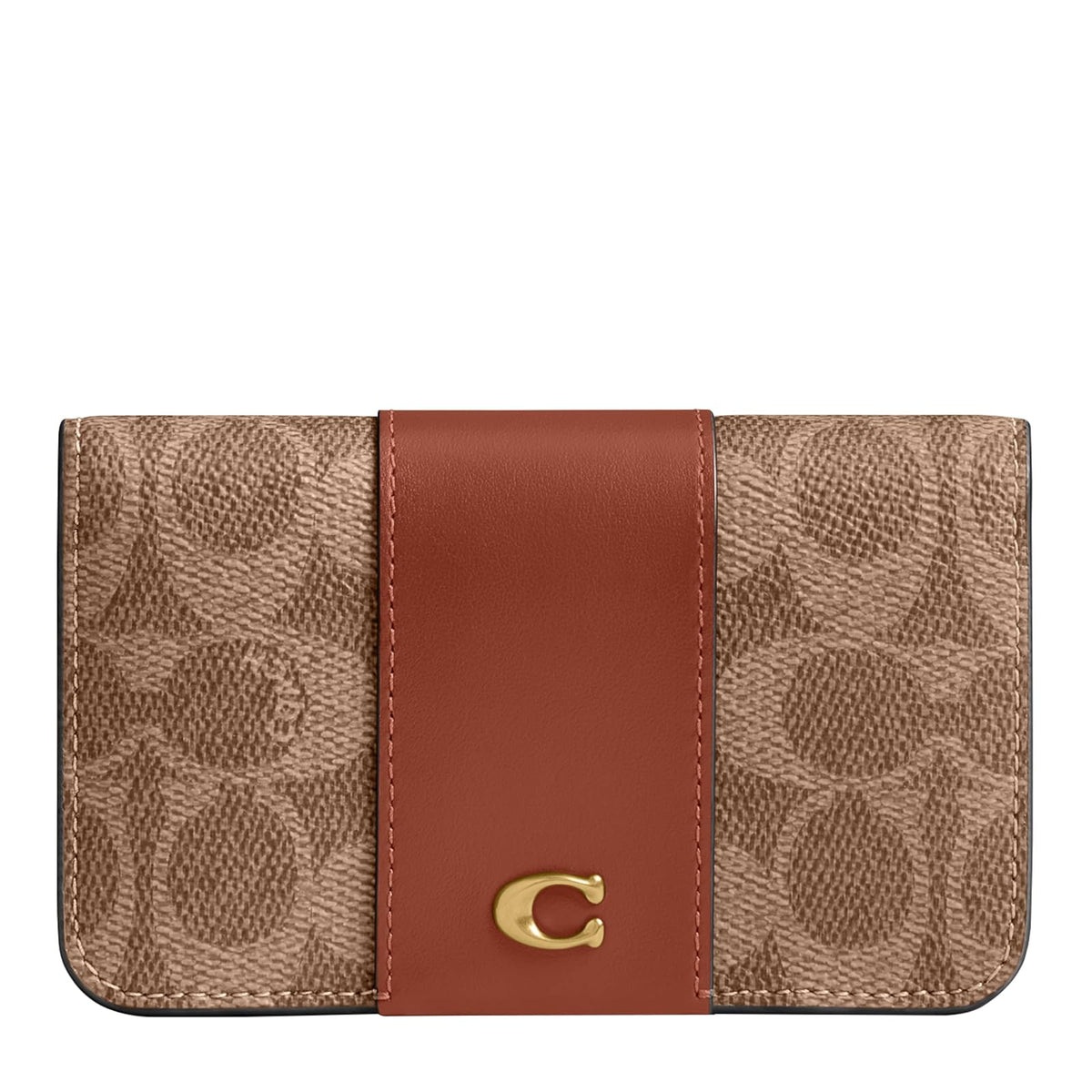 Coach - Funda delgada para tarjetas para mujer, B4/Tan Caramelo, Estuche para tarjetas delgado